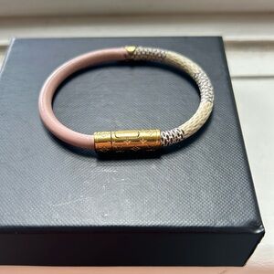 Louis Vuitton pink, and beige/gray gold leather bracelet. Great condition